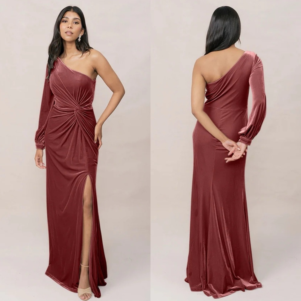 Revelry Aurora Velvet Dress Dusty Rose Pink Maxi Bridesmaid 16